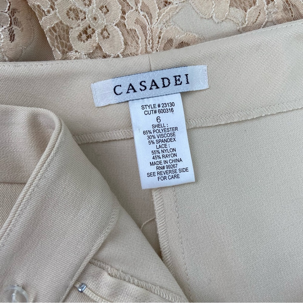 Casadei Floral Lace Inlay Cream Pants - Picture 7 of 7